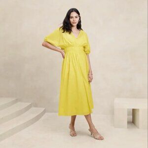 NWT Banana Republic Factory Voile Elbow-Sleeve Midi Dress XS Petite